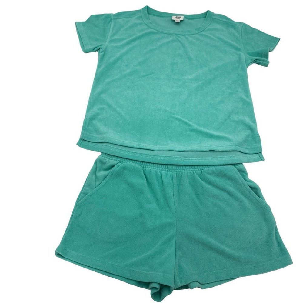Jenni Women's Ruched Waist Cami Top and Shorts Turquoise Blue SIZE XS-L